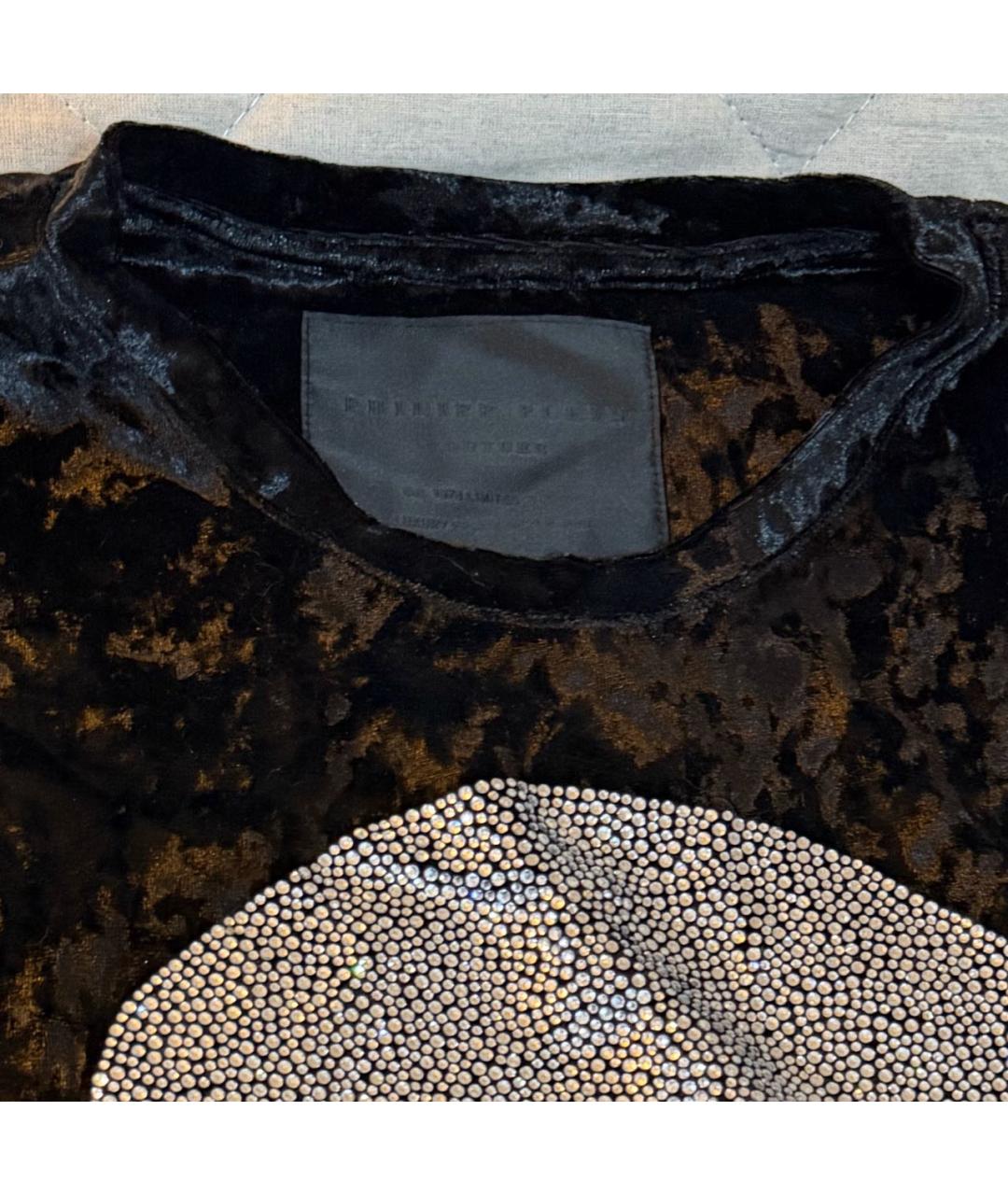 PHILIPP PLEIN Черная полиэстеровая футболка, фото 4