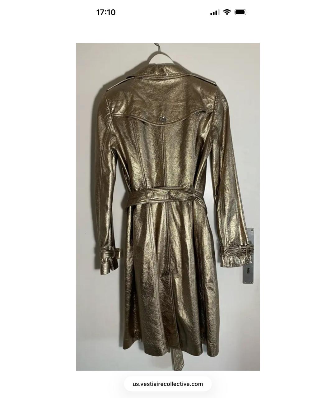 BURBERRY Золотой кожаный тренч/плащ, фото 2