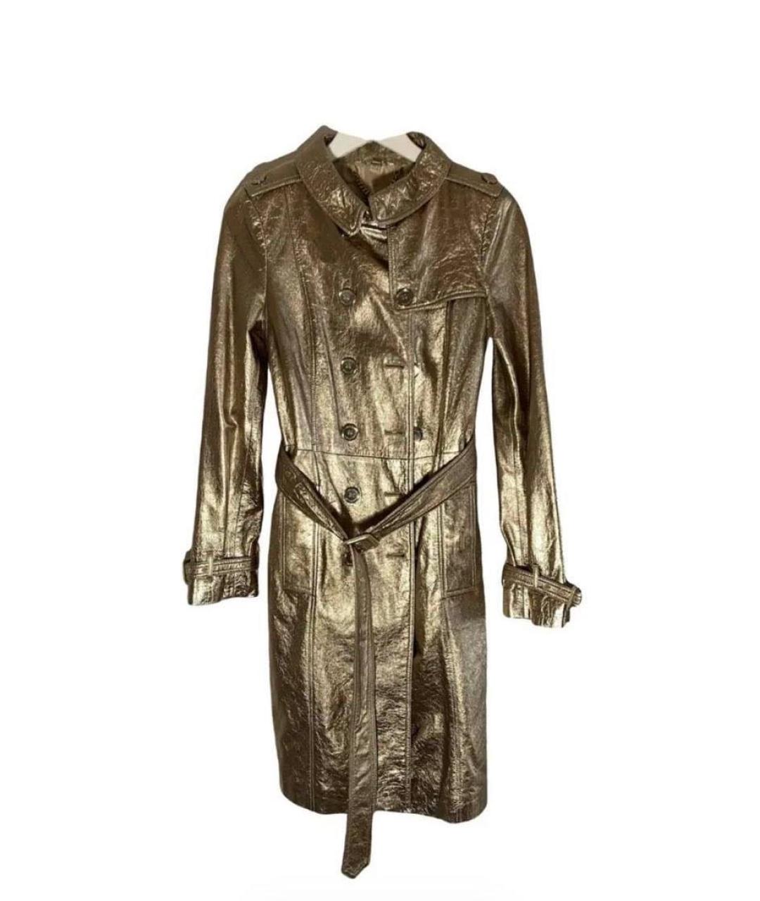 BURBERRY Золотой кожаный тренч/плащ, фото 4