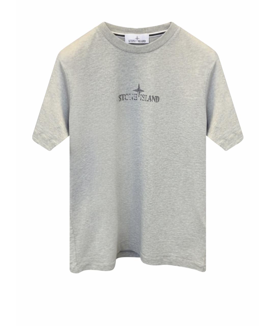STONE ISLAND Серая хлопковая футболка, фото 1