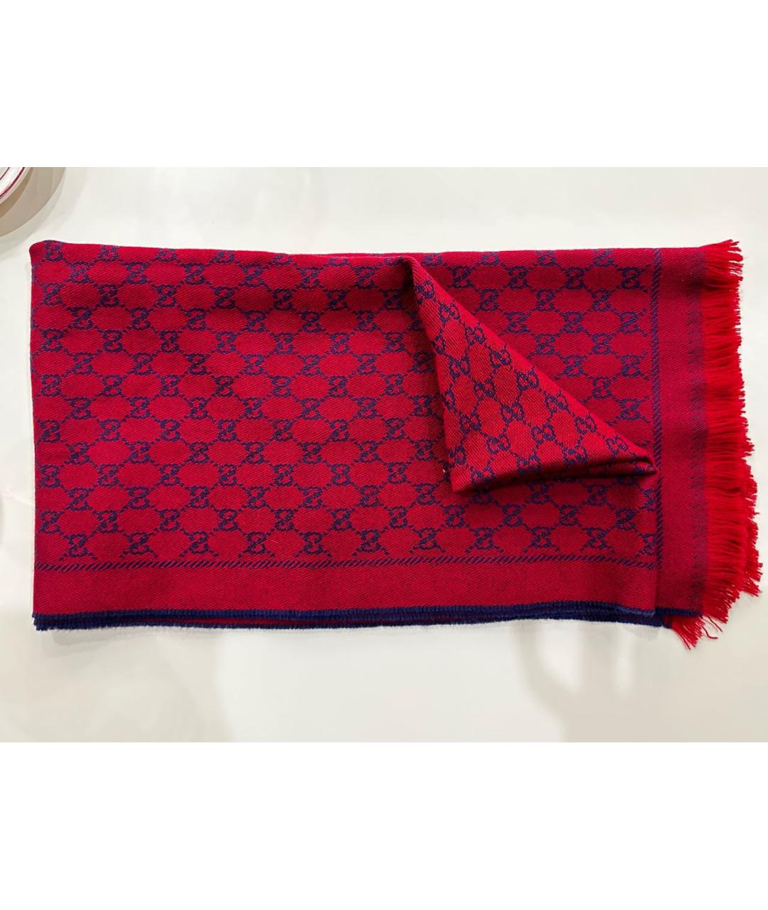 GUCCI Красный шерстяной шарф, фото 6