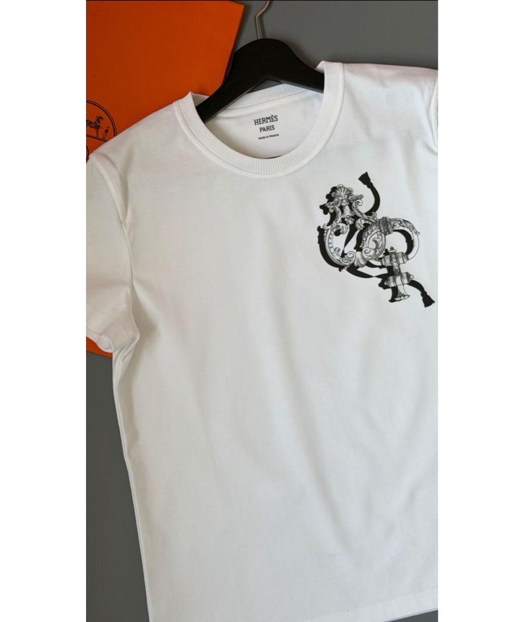 HERMES Белая хлопковая футболка, фото 2
