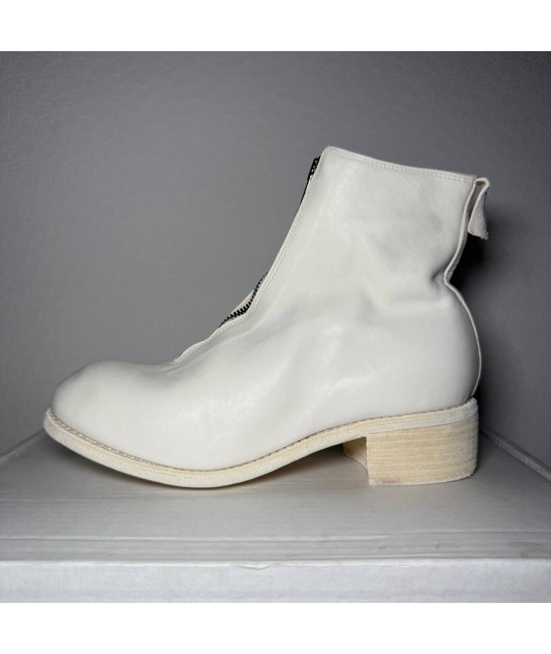 GUIDI Белые кожаные ботильоны, фото 10