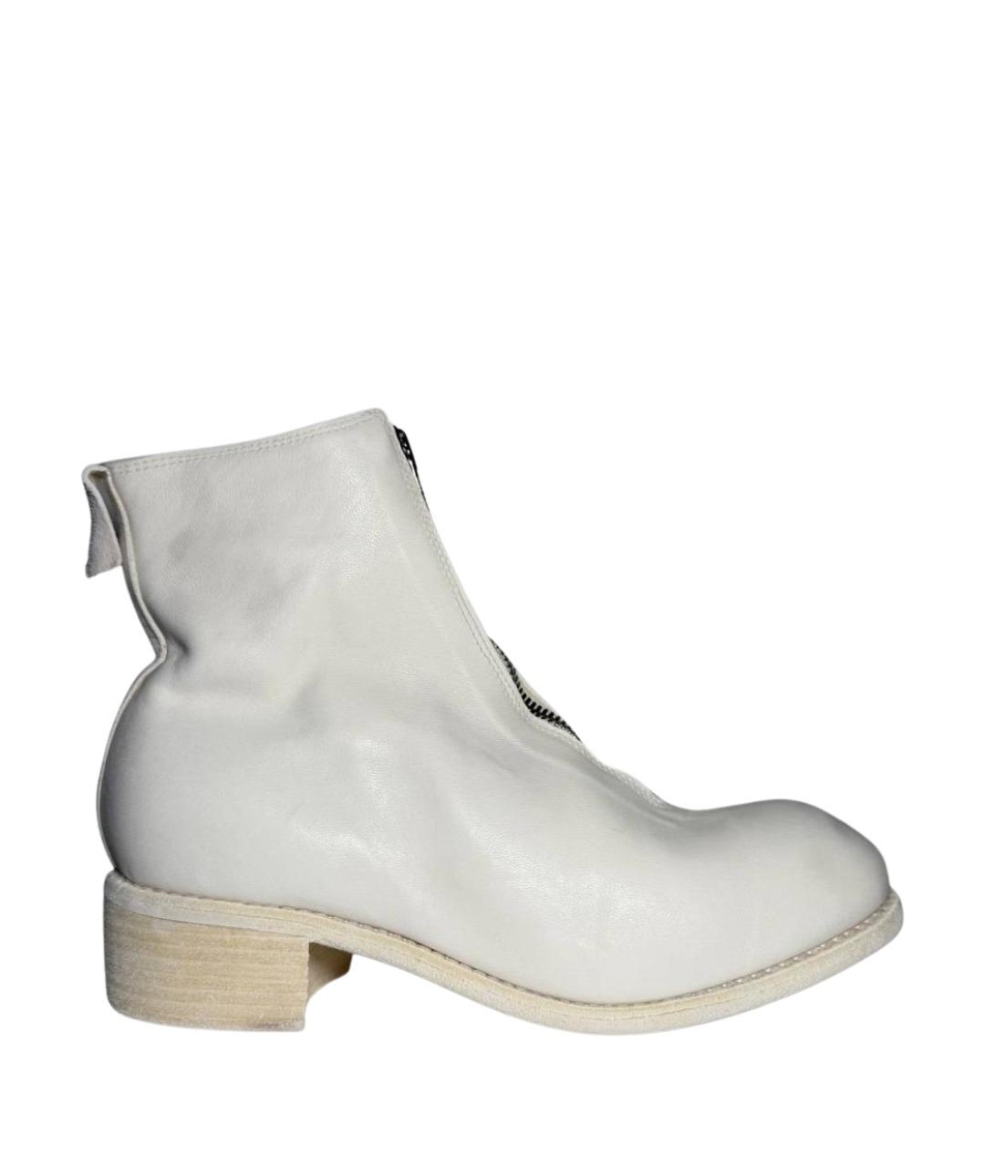 GUIDI Белые кожаные ботильоны, фото 1