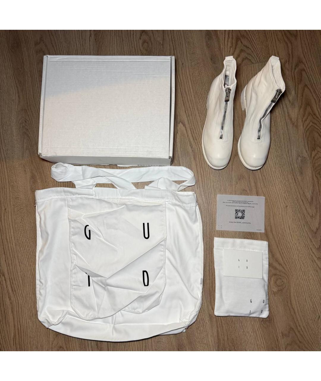 GUIDI Белые кожаные ботильоны, фото 5