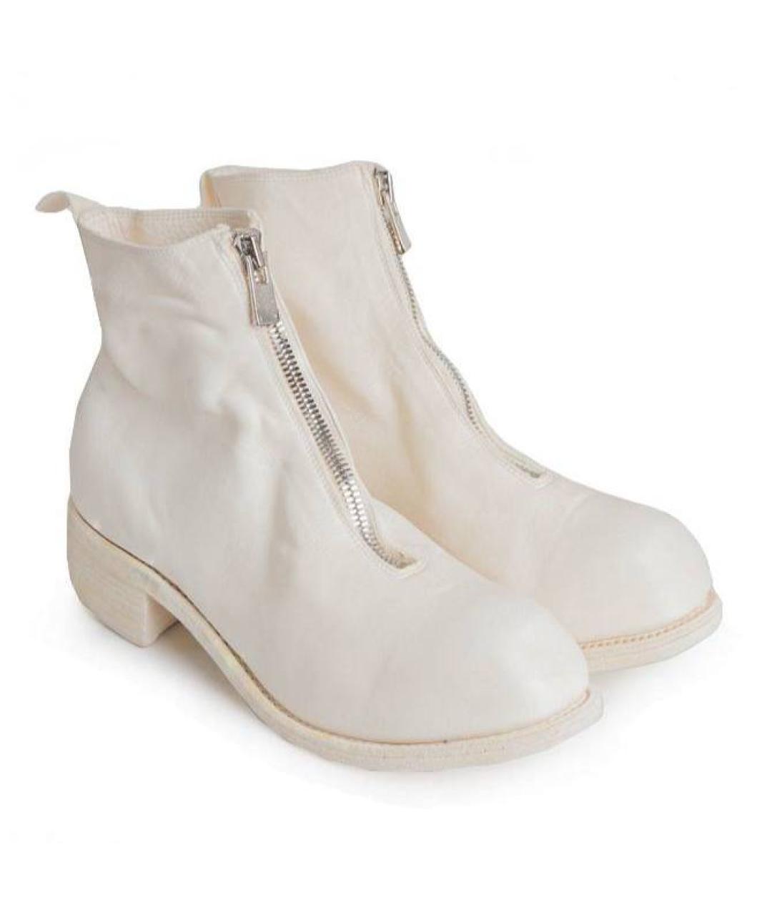 GUIDI Белые кожаные ботильоны, фото 3