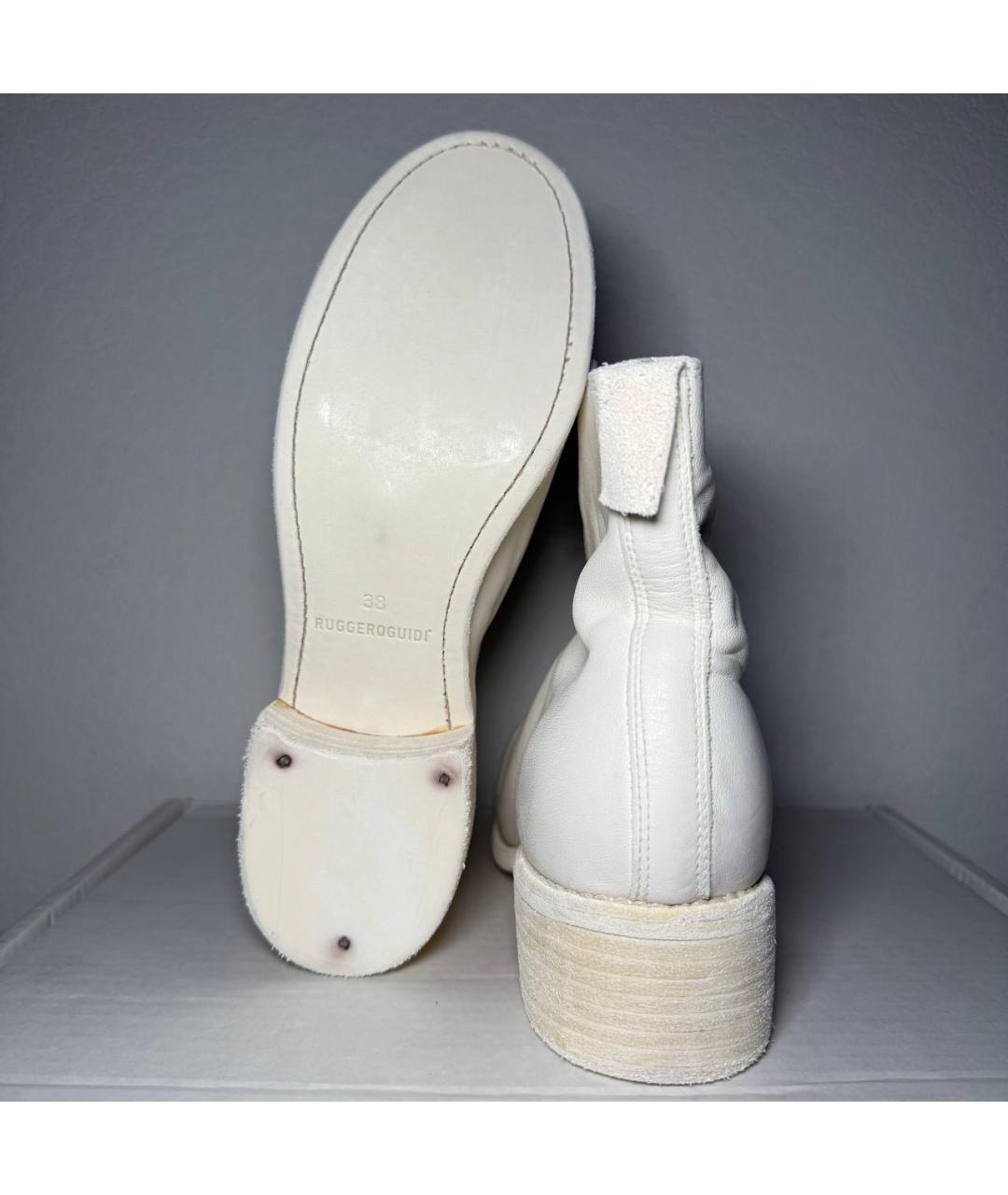GUIDI Белые кожаные ботильоны, фото 6