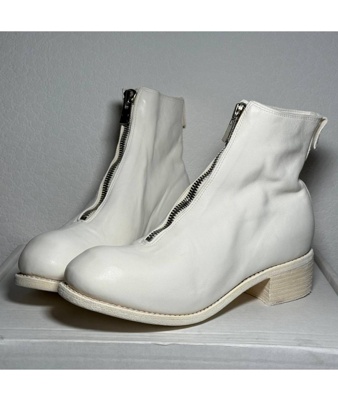 GUIDI Белые кожаные ботильоны, фото 2