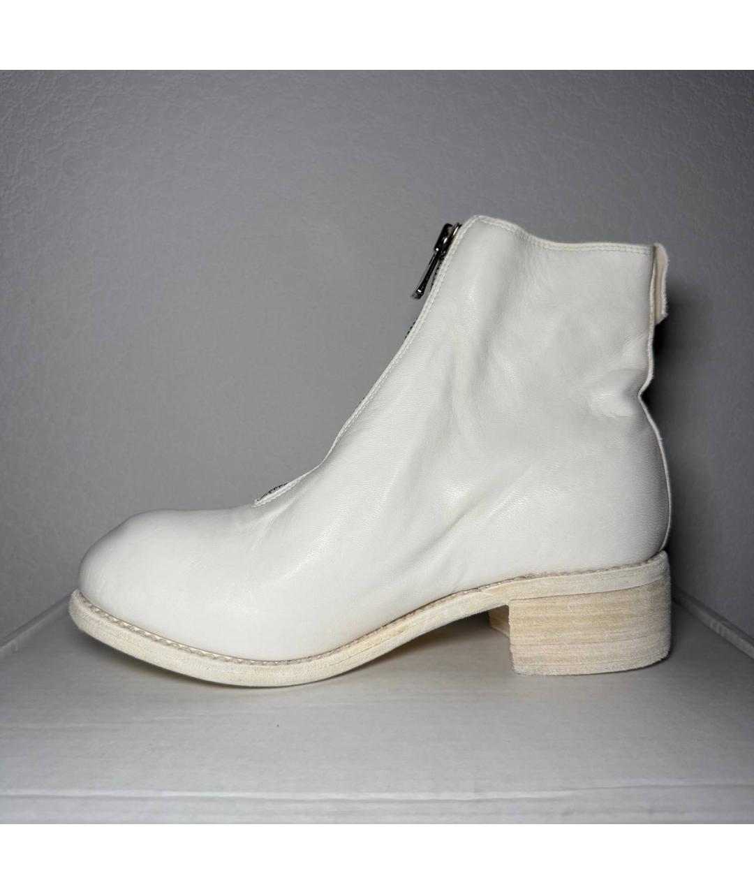 GUIDI Белые кожаные ботильоны, фото 7