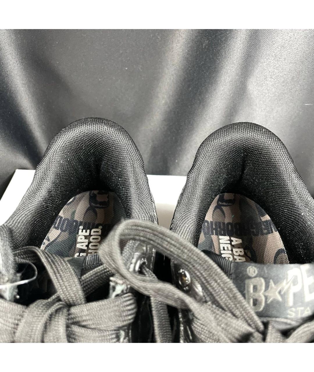 BAPE Черные кожаные низкие кроссовки / кеды, фото 4