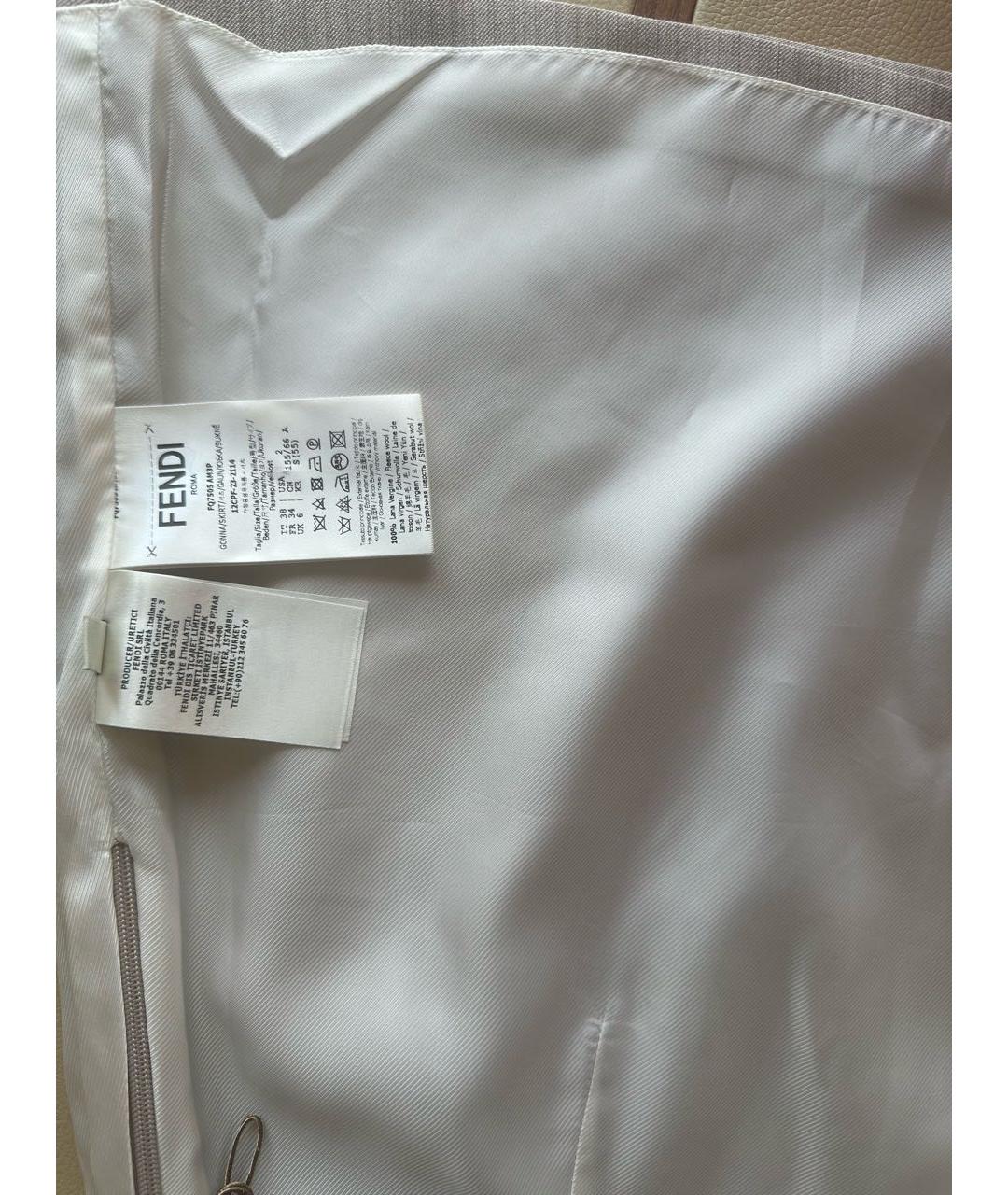 KENZO Бежевая шерстяная юбка мини, фото 4