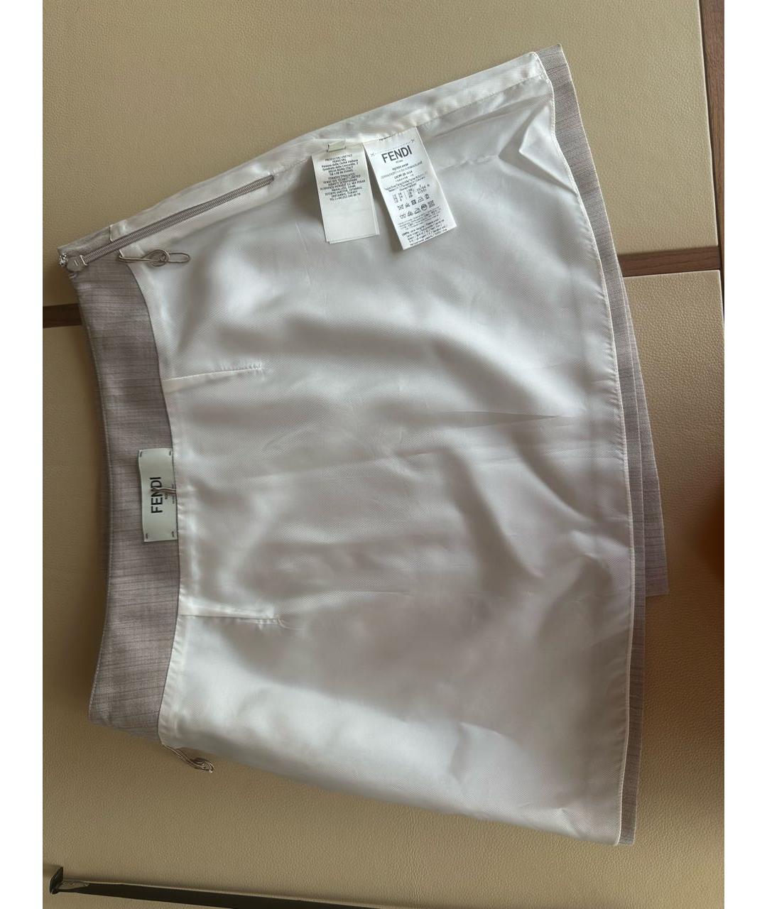 KENZO Бежевая шерстяная юбка мини, фото 3