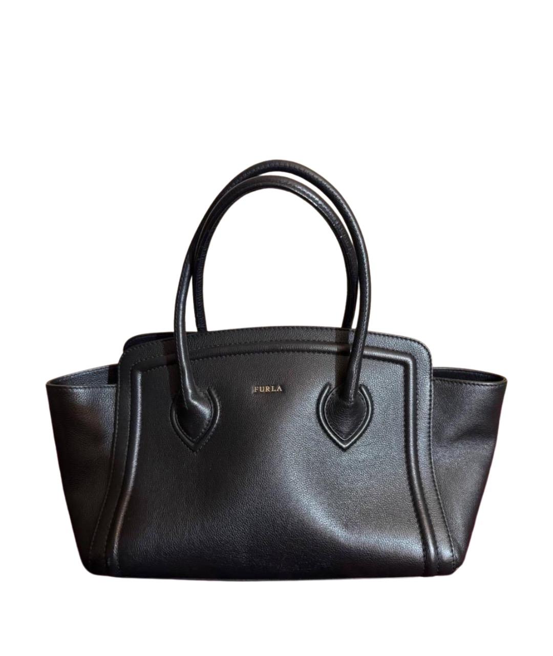 FURLA Черная кожаная сумка с короткими ручками, фото 1