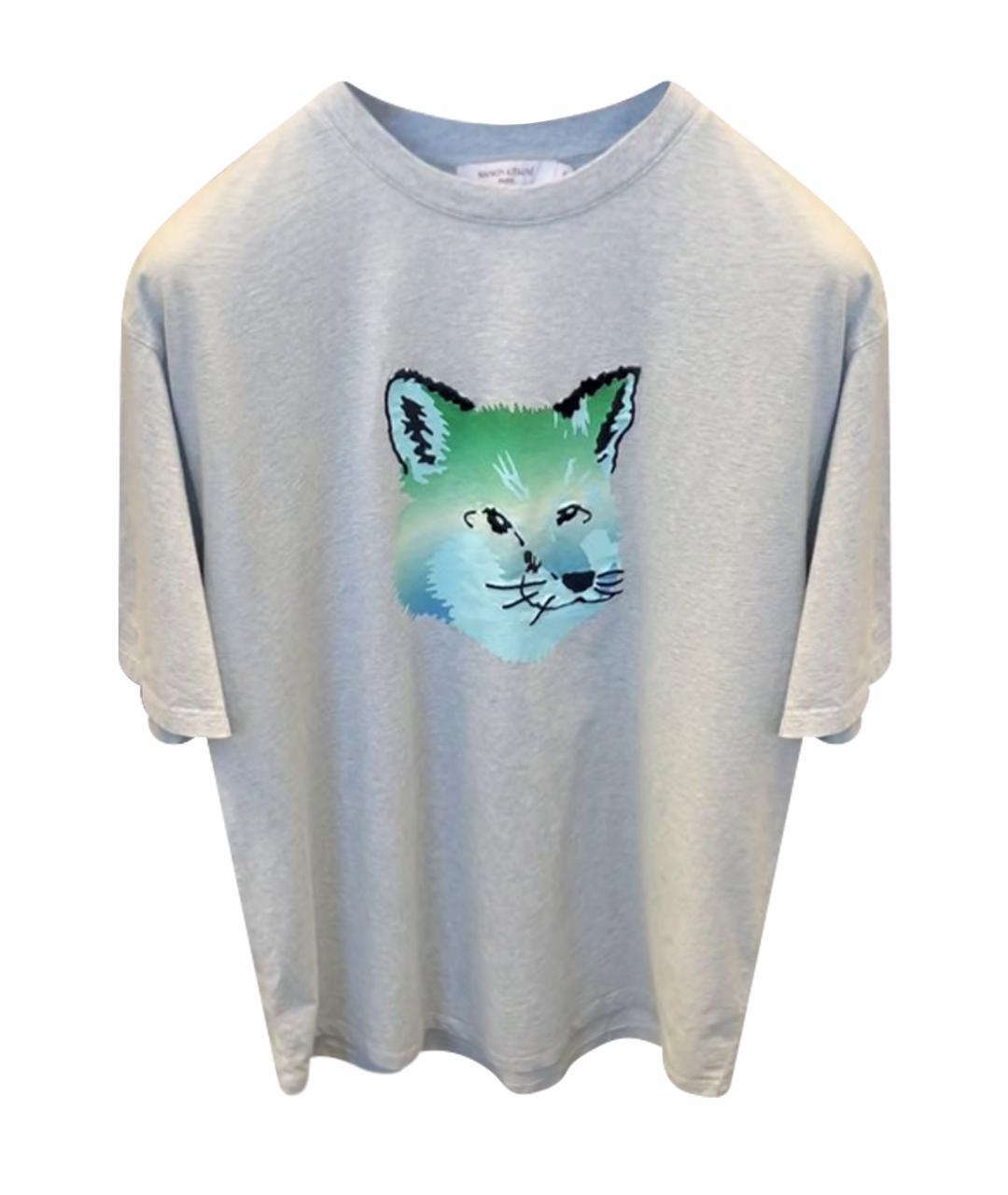 MAISON KITSUNE Голубая хлопковая футболка, фото 1