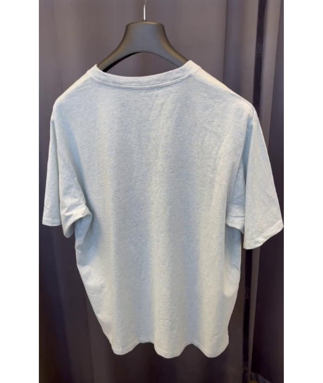 MAISON KITSUNE Голубая хлопковая футболка, фото 2