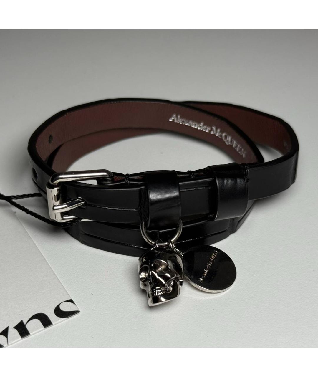ALEXANDER MCQUEEN Черный кожаный браслет, фото 2