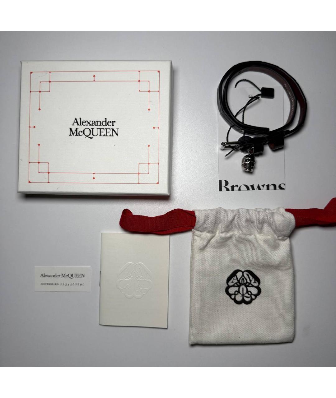 ALEXANDER MCQUEEN Черный кожаный браслет, фото 3