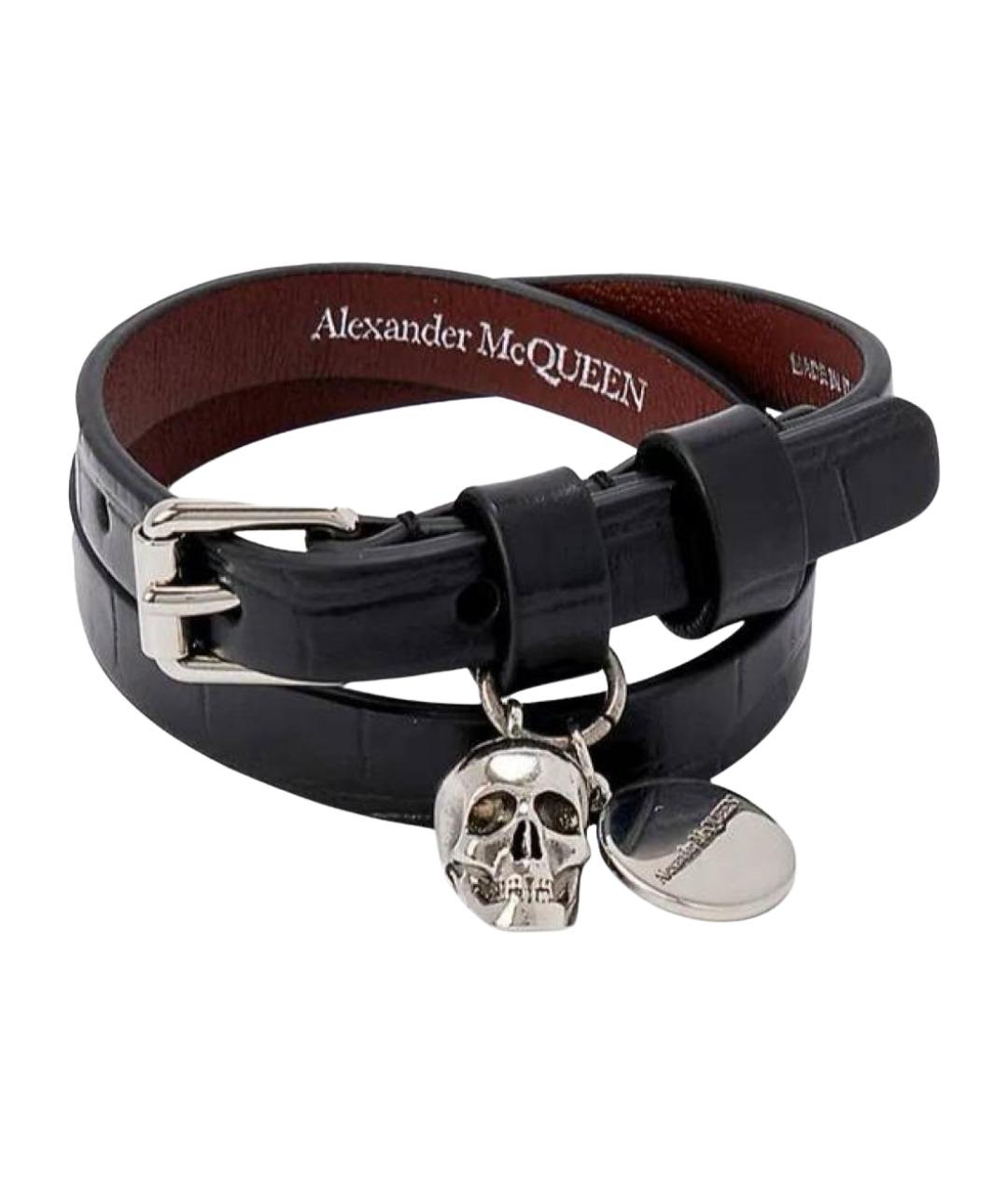 ALEXANDER MCQUEEN Черный кожаный браслет, фото 1