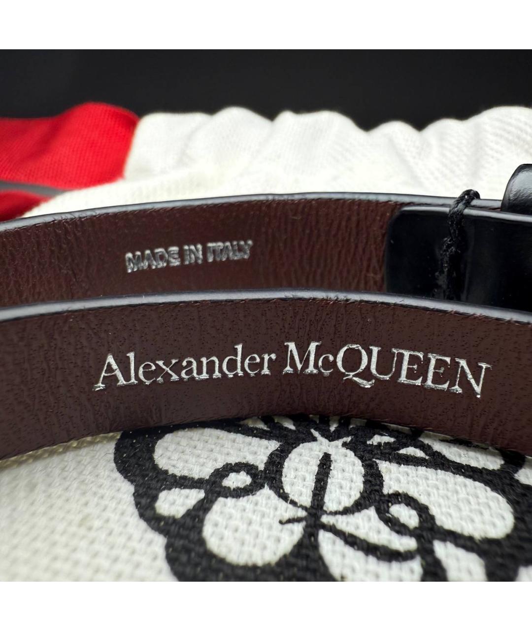 ALEXANDER MCQUEEN Черный кожаный браслет, фото 6