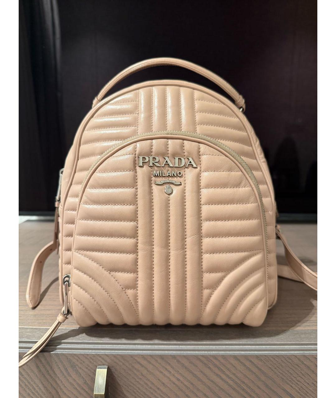 PRADA Розовый кожаный рюкзак, фото 7