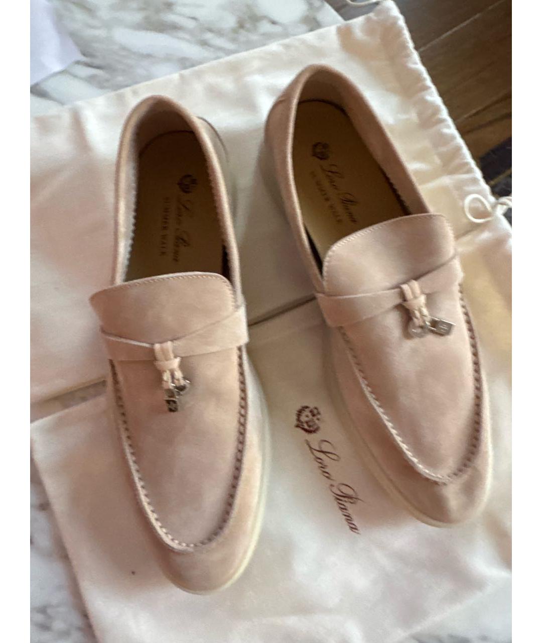 LORO PIANA Розовые замшевые лоферы, фото 2