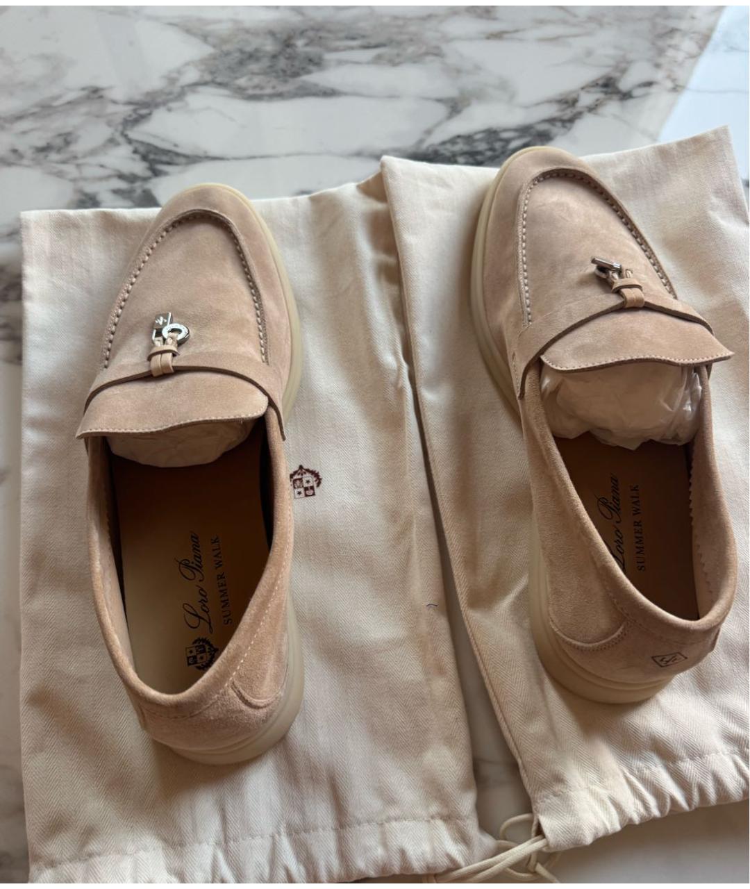 LORO PIANA Розовые замшевые лоферы, фото 3