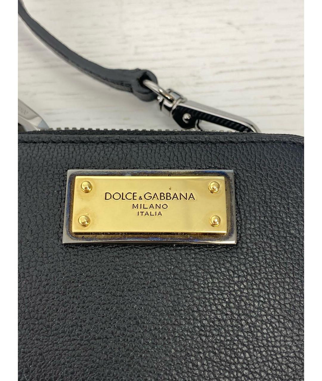 DOLCE&GABBANA Черная кожаная сумка через плечо, фото 7