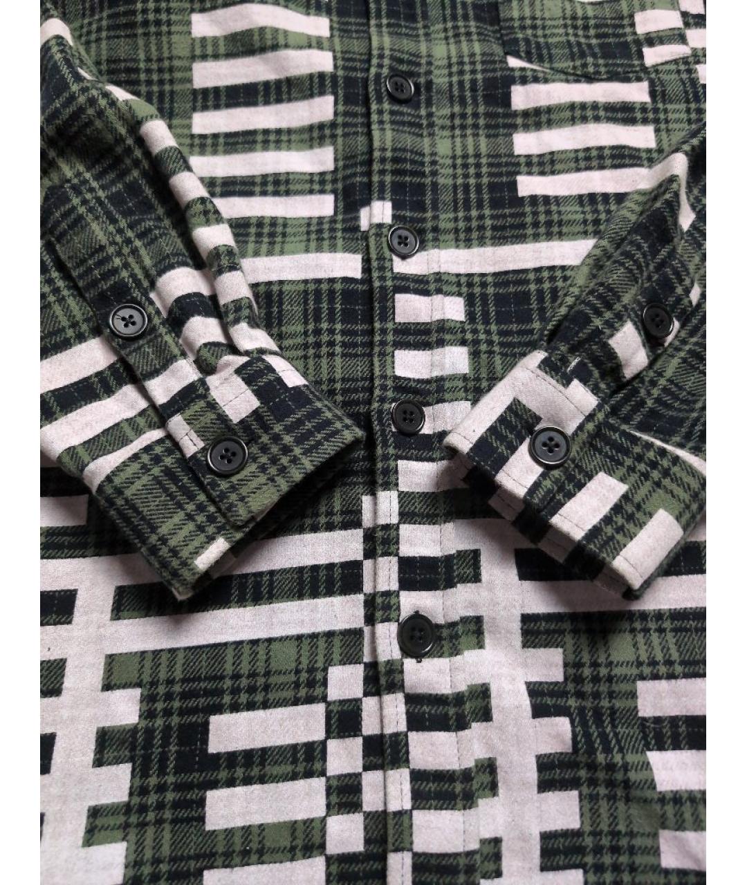 032C Зеленая хлопковая кэжуал рубашка, фото 4