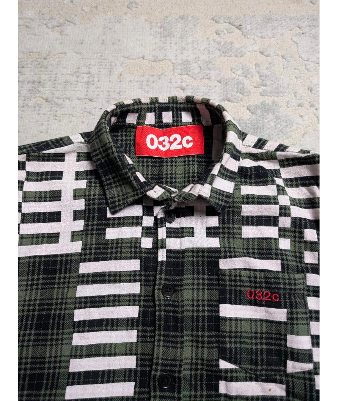 032C Зеленая хлопковая кэжуал рубашка, фото 3