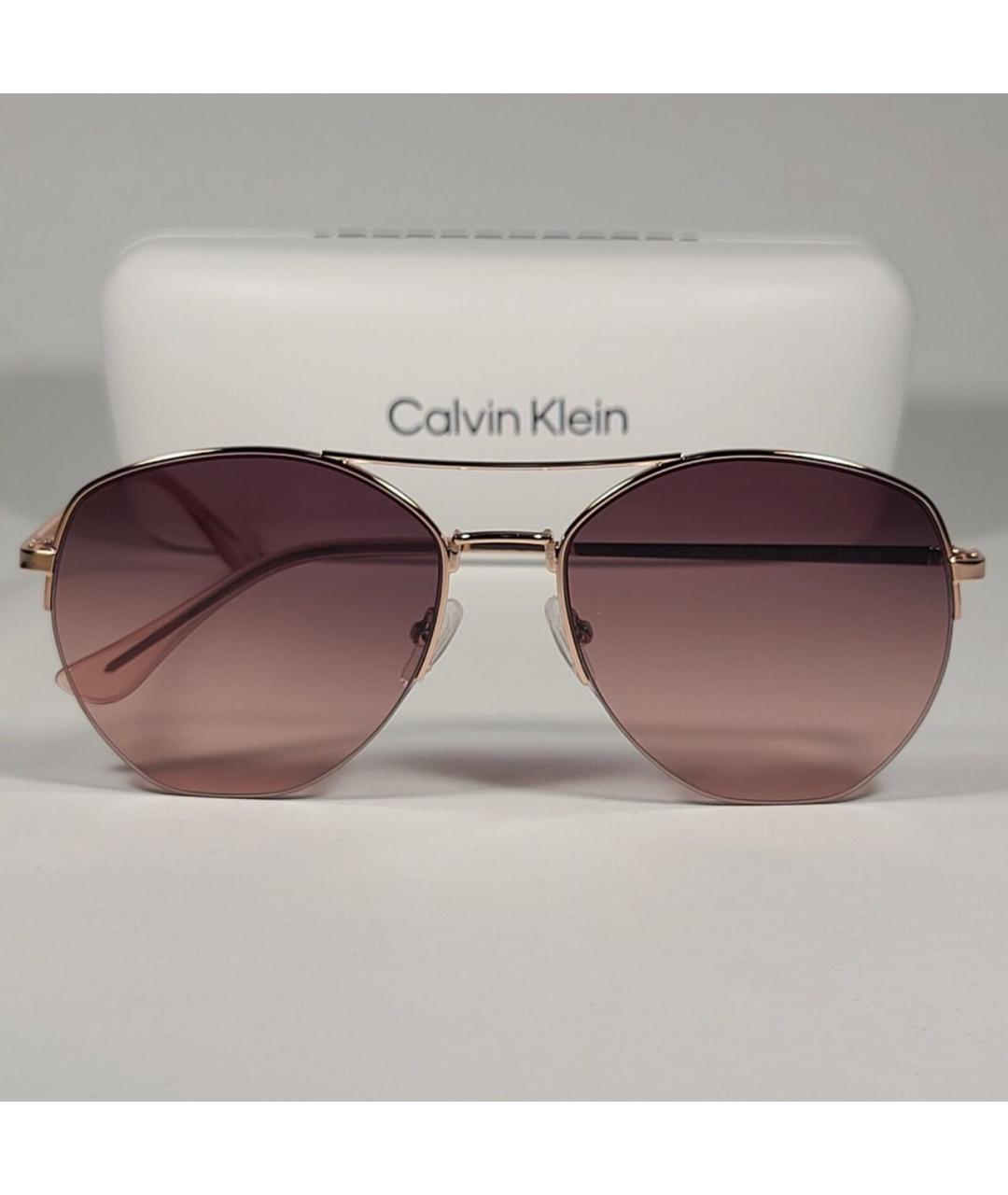 CALVIN KLEIN Коричневые металлические солнцезащитные очки, фото 3