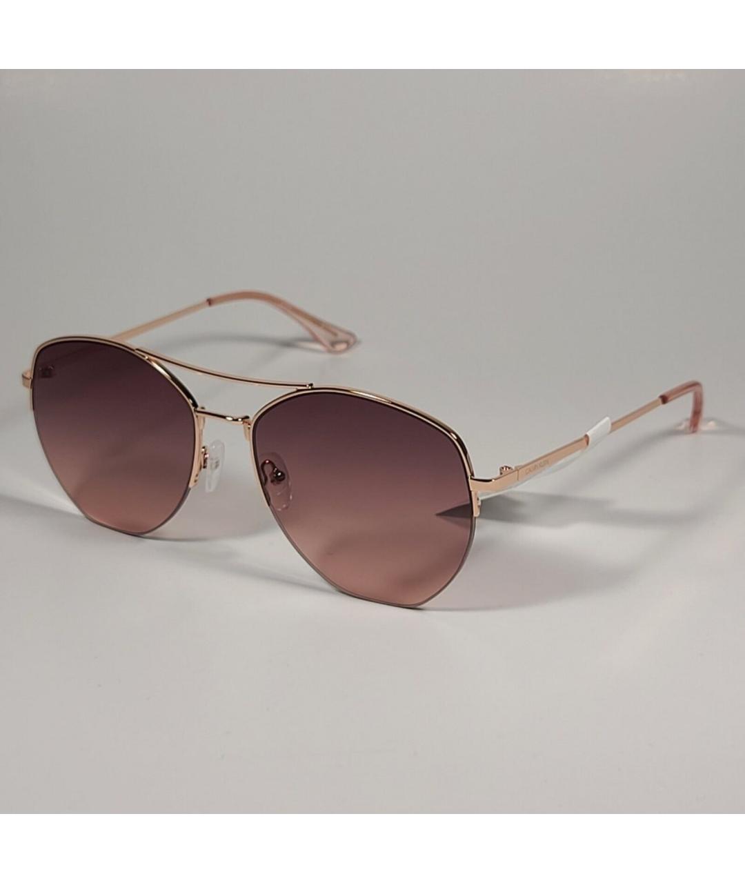CALVIN KLEIN Коричневые металлические солнцезащитные очки, фото 5