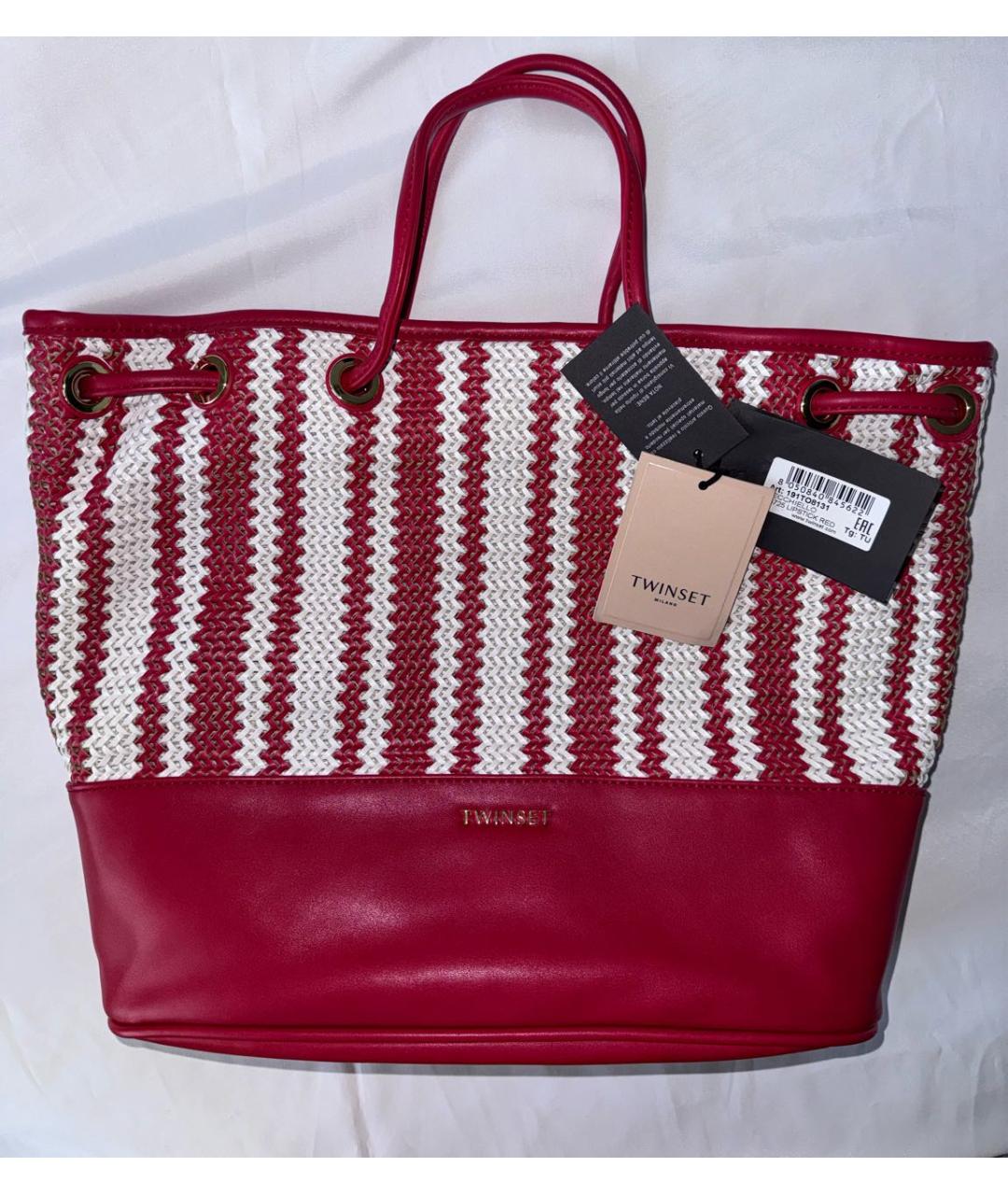 TWIN-SET Красная сумка тоут, фото 9