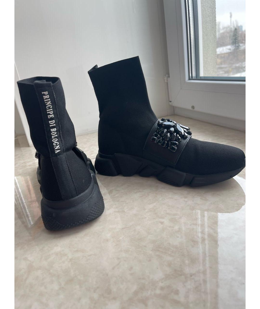 Principe di Bologna Черные текстильные ботильоны, фото 4