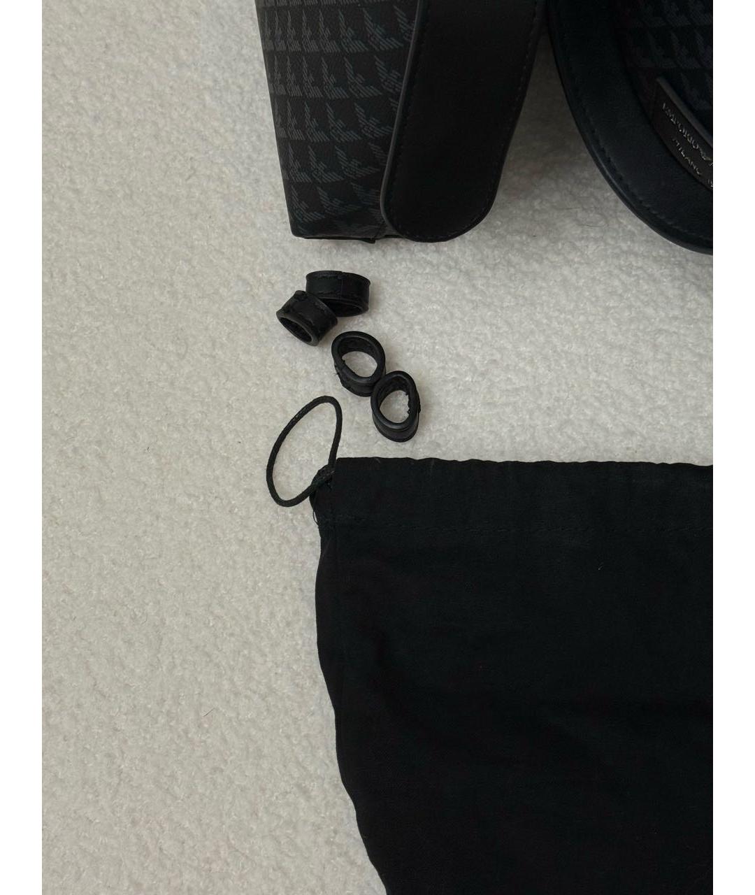 EMPORIO ARMANI Темно-синяя кожаная сумка с короткими ручками, фото 7