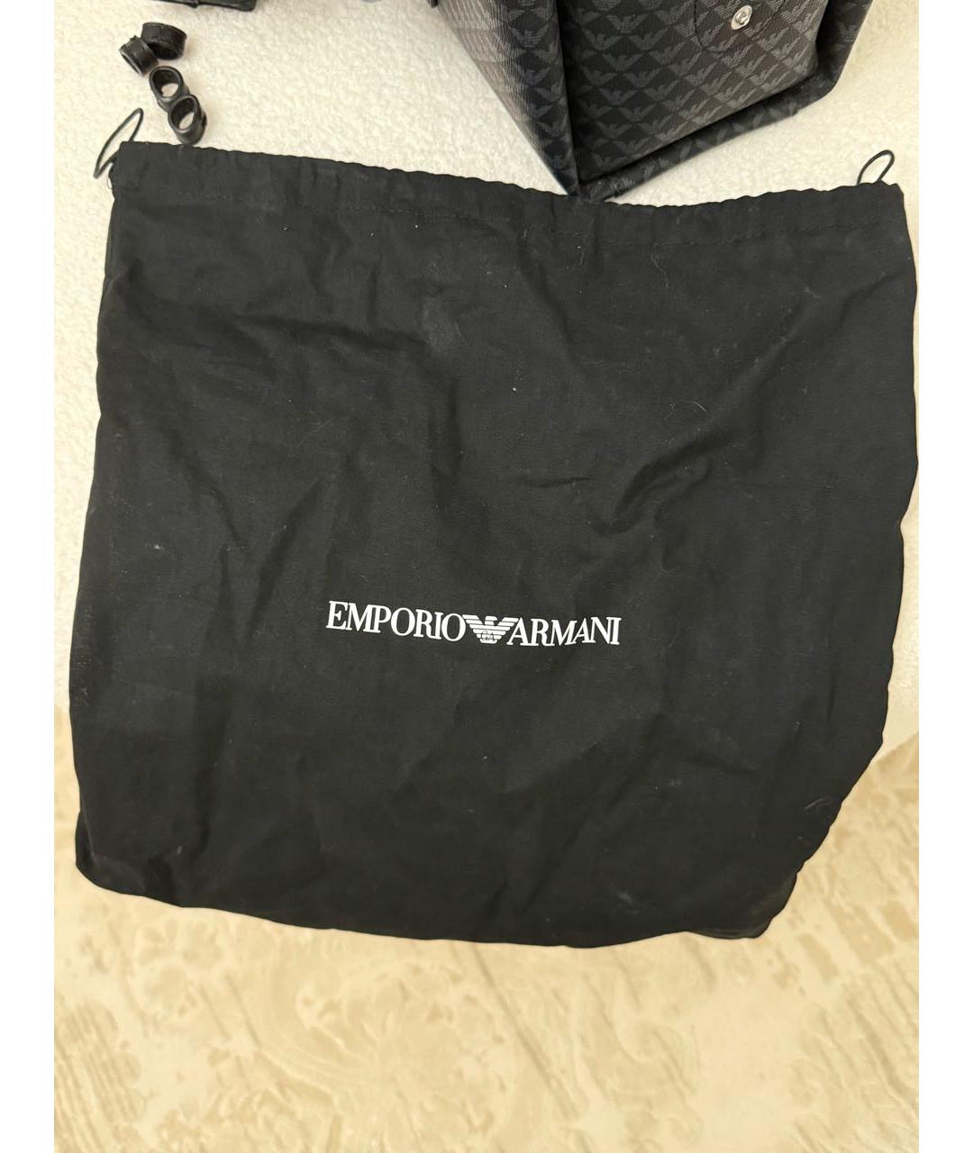 EMPORIO ARMANI Темно-синяя кожаная сумка с короткими ручками, фото 6