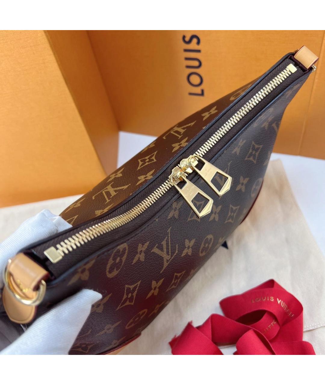 LOUIS VUITTON Коричневая кожаная сумка с короткими ручками, фото 4
