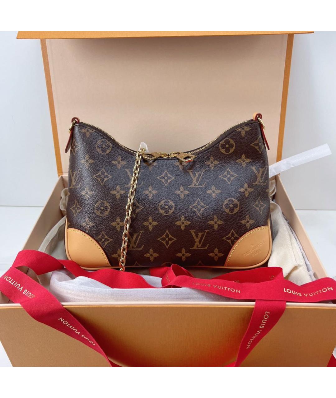 LOUIS VUITTON Коричневая кожаная сумка с короткими ручками, фото 2