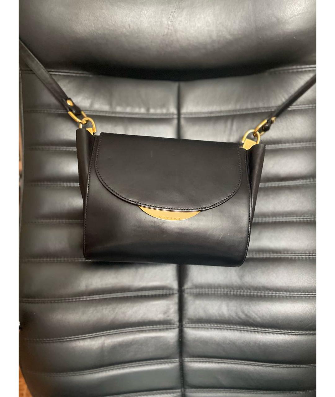 VICINI Черная кожаная сумка через плечо, фото 7