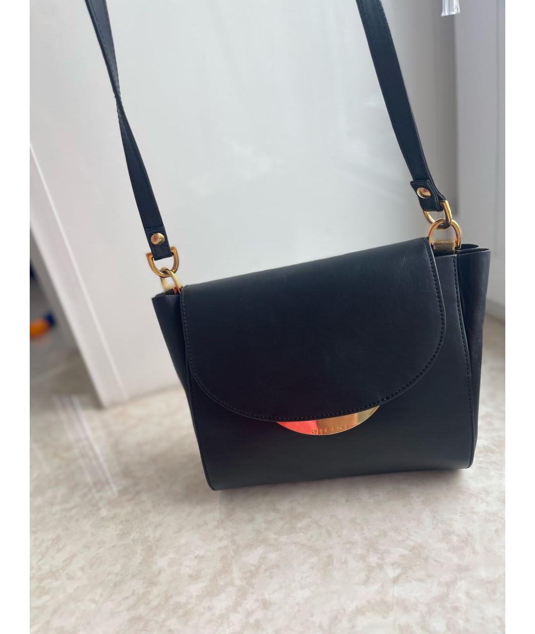 VICINI Черная кожаная сумка через плечо, фото 3