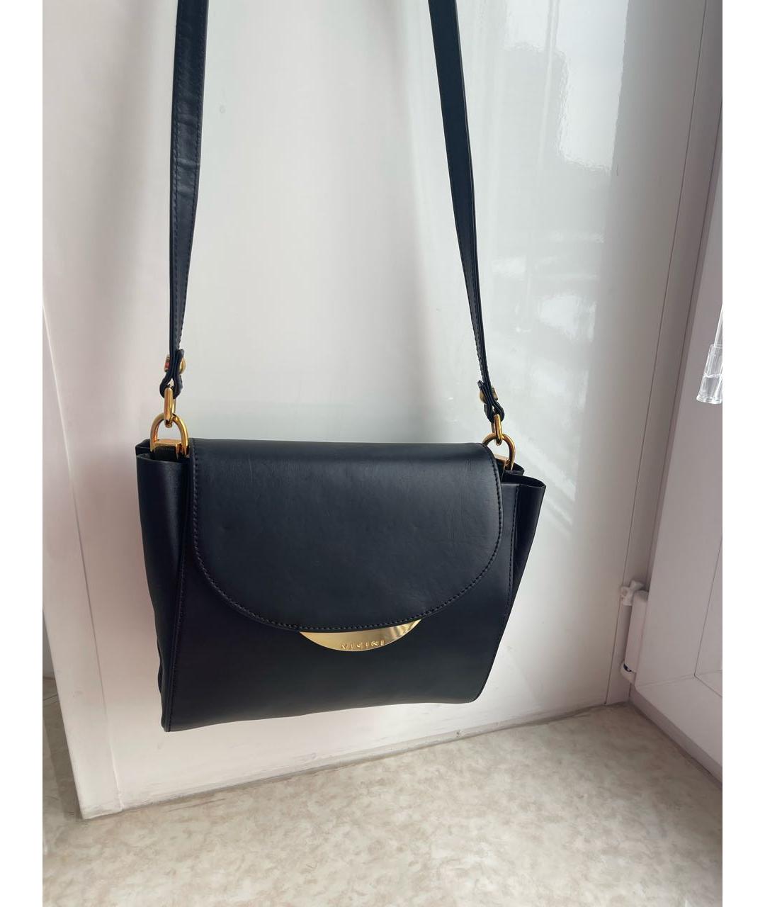 VICINI Черная кожаная сумка через плечо, фото 2