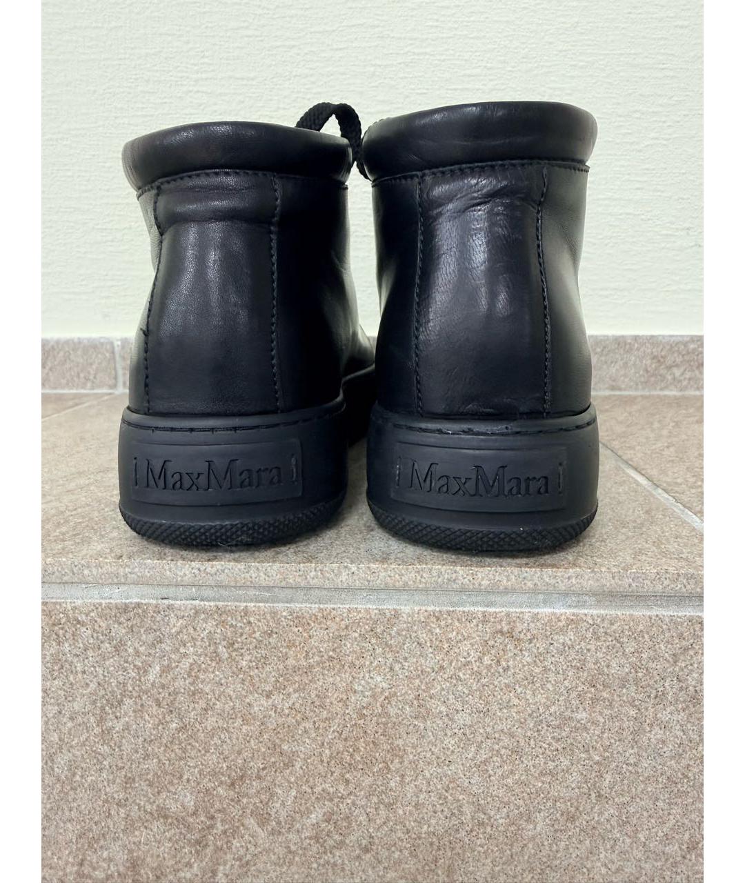MAX MARA Черные кожаные ботинки, фото 4