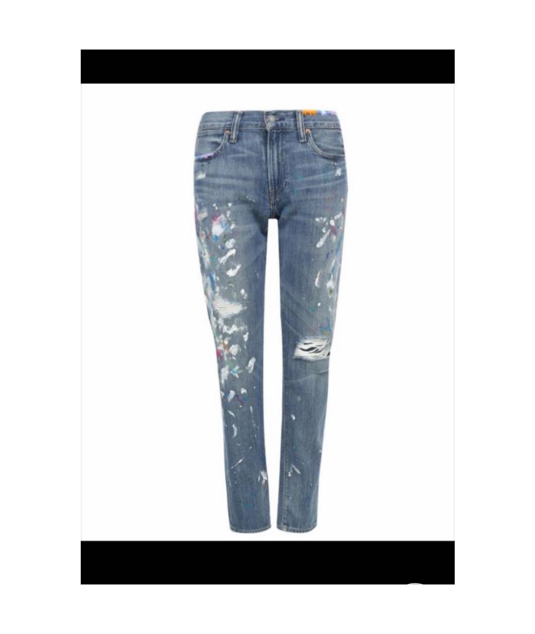 POLO RALPH LAUREN Голубые хлопковые джинсы слим, фото 2