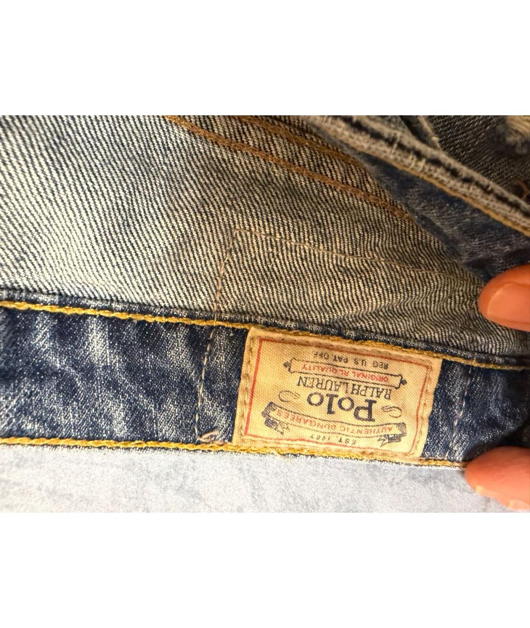 POLO RALPH LAUREN Голубые хлопковые джинсы слим, фото 5