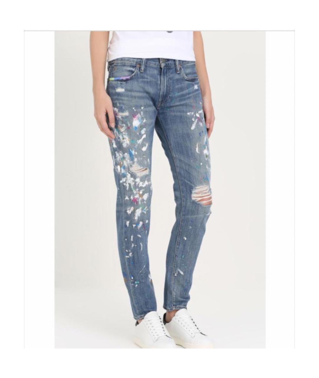 POLO RALPH LAUREN Голубые хлопковые джинсы слим, фото 8