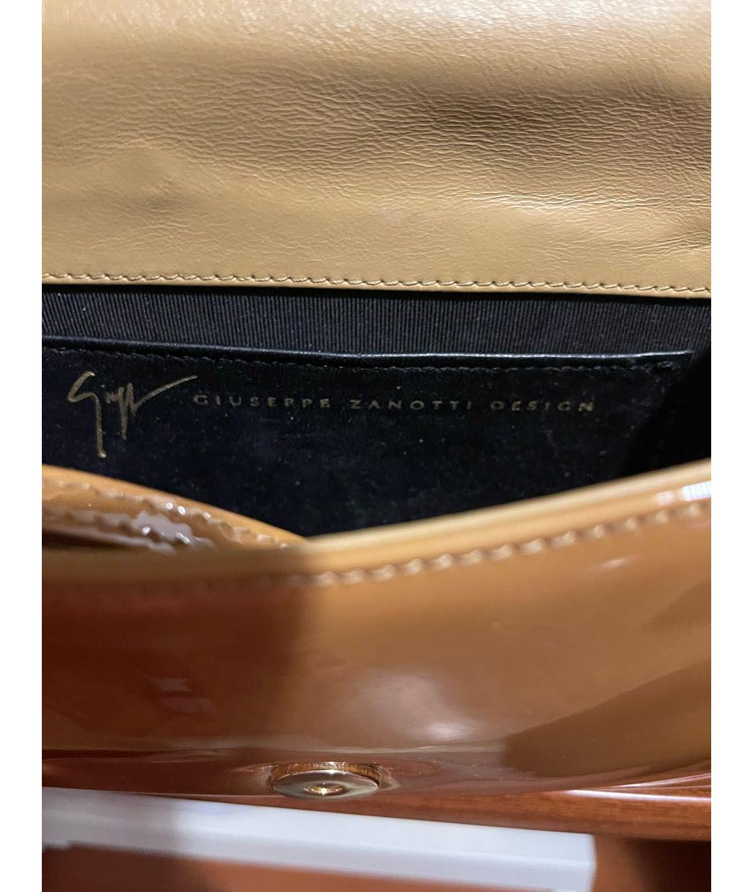 GIUSEPPE ZANOTTI DESIGN Горчичная сумка через плечо из лакированной кожи, фото 4