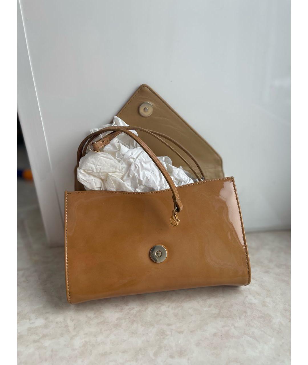 GIUSEPPE ZANOTTI DESIGN Горчичная сумка через плечо из лакированной кожи, фото 5