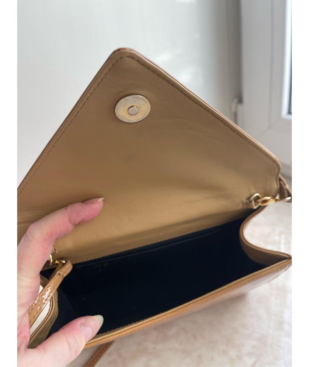 GIUSEPPE ZANOTTI DESIGN Горчичная сумка через плечо из лакированной кожи, фото 6