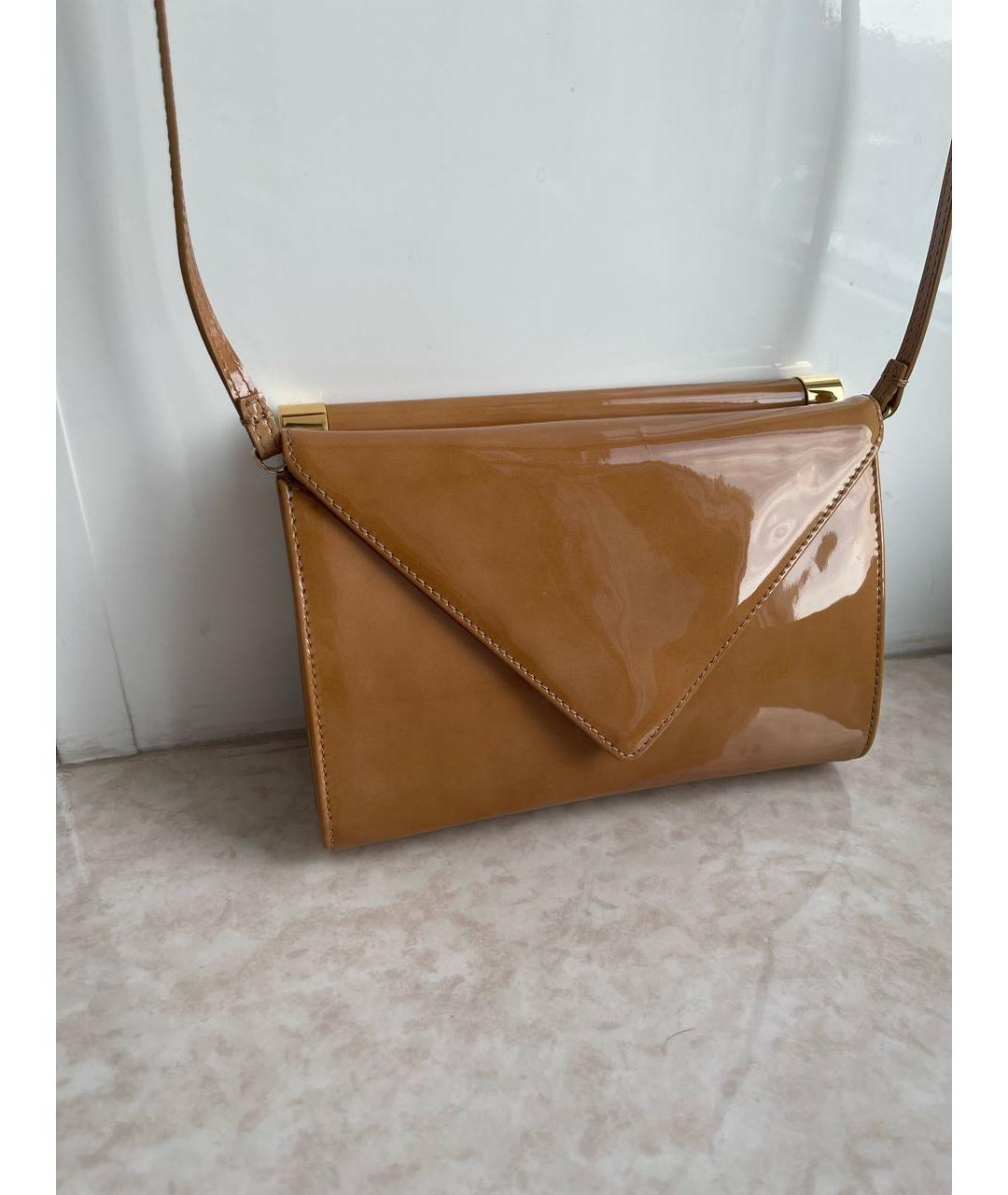 GIUSEPPE ZANOTTI DESIGN Горчичная сумка через плечо из лакированной кожи, фото 9