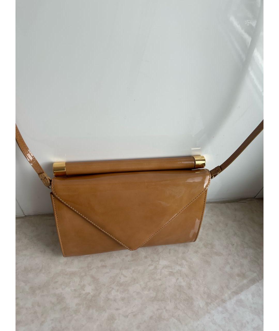 GIUSEPPE ZANOTTI DESIGN Горчичная сумка через плечо из лакированной кожи, фото 8