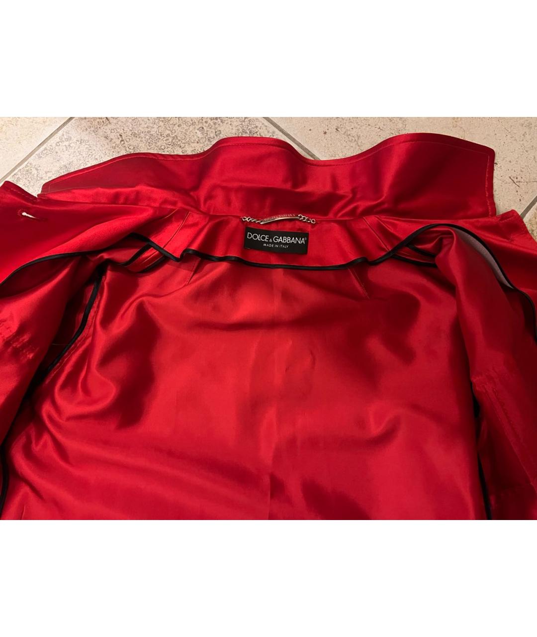 DOLCE&GABBANA Красный шелковый тренч/плащ, фото 3